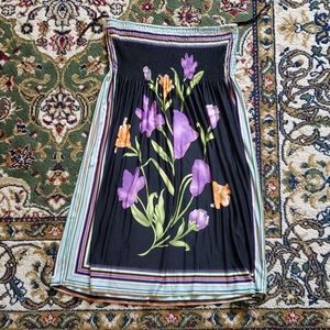 One Size Black and Floral Tube Top Dress
